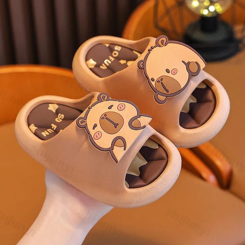 Children's Capybara Slippers Bathroom Sandals 2026 Summer Anti-slip Cartoon Slippers Resilience Comfort Platform Kids Slippers