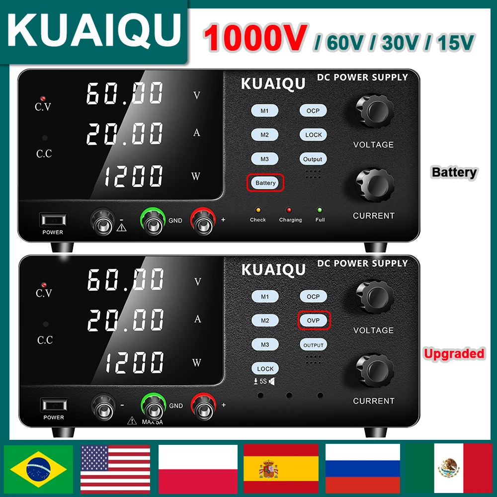 

15 В, 30 В, 60 В, 1000 В, мощный лабораторный источник питания постоянного тока, выход памяти OCP, 600 Вт, 1200 Вт, регулируемый настольный источник, регулятор напряжения, ремонт