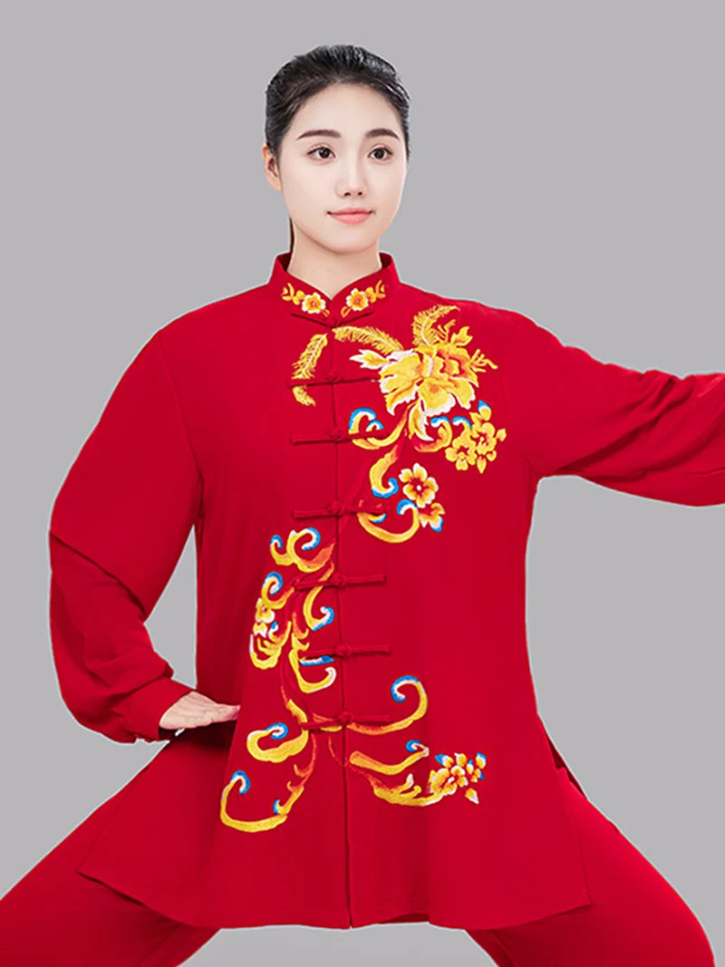 Women's Tai Chi Suit Premium Embroidered Peony Pattern New Arrival 2026 Martial Arts Training & Performance Wear for Adults
