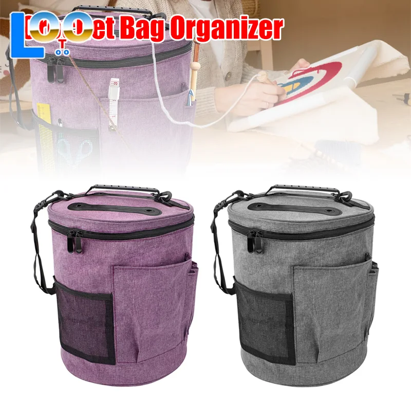 الحياكة أداة حقيبة التخزين الغزل الكروشيه المنظم حمل حقيبة سعة كبيرة المحمولة مع الجبهة الغزل الإبر السنانير الجيب