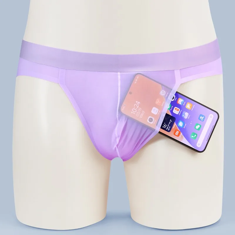 

Summer Ultra-thin Men's Underwear Exposed Hair Trendy Ice Silk Personalized Quick Drying Male Panties Breathable Transparent