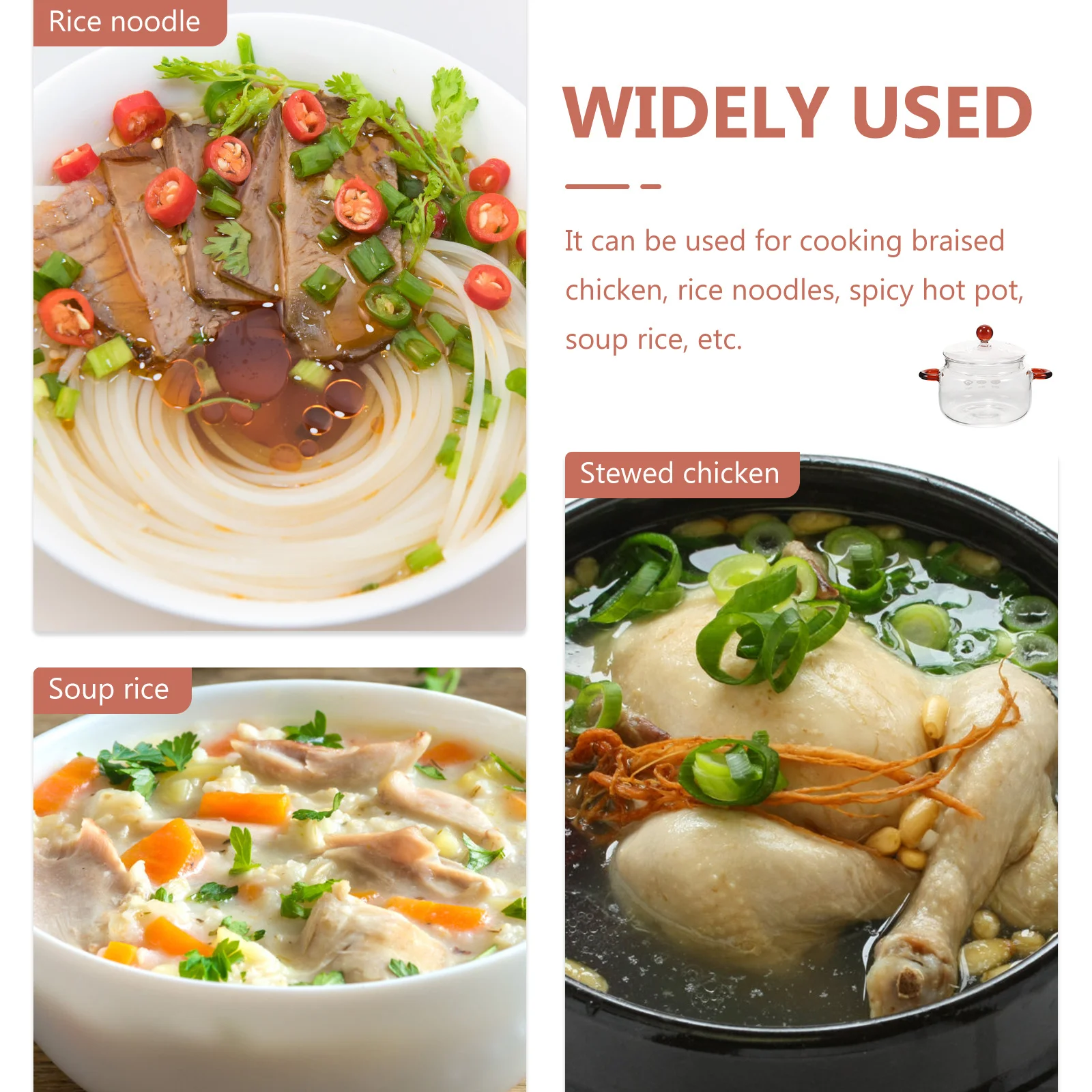 

Double Ear Glass Stew Pot Borosilicate Heat Resistant Clear Soup Pot for Cooking Noodle Food Preparation High Borosilicate