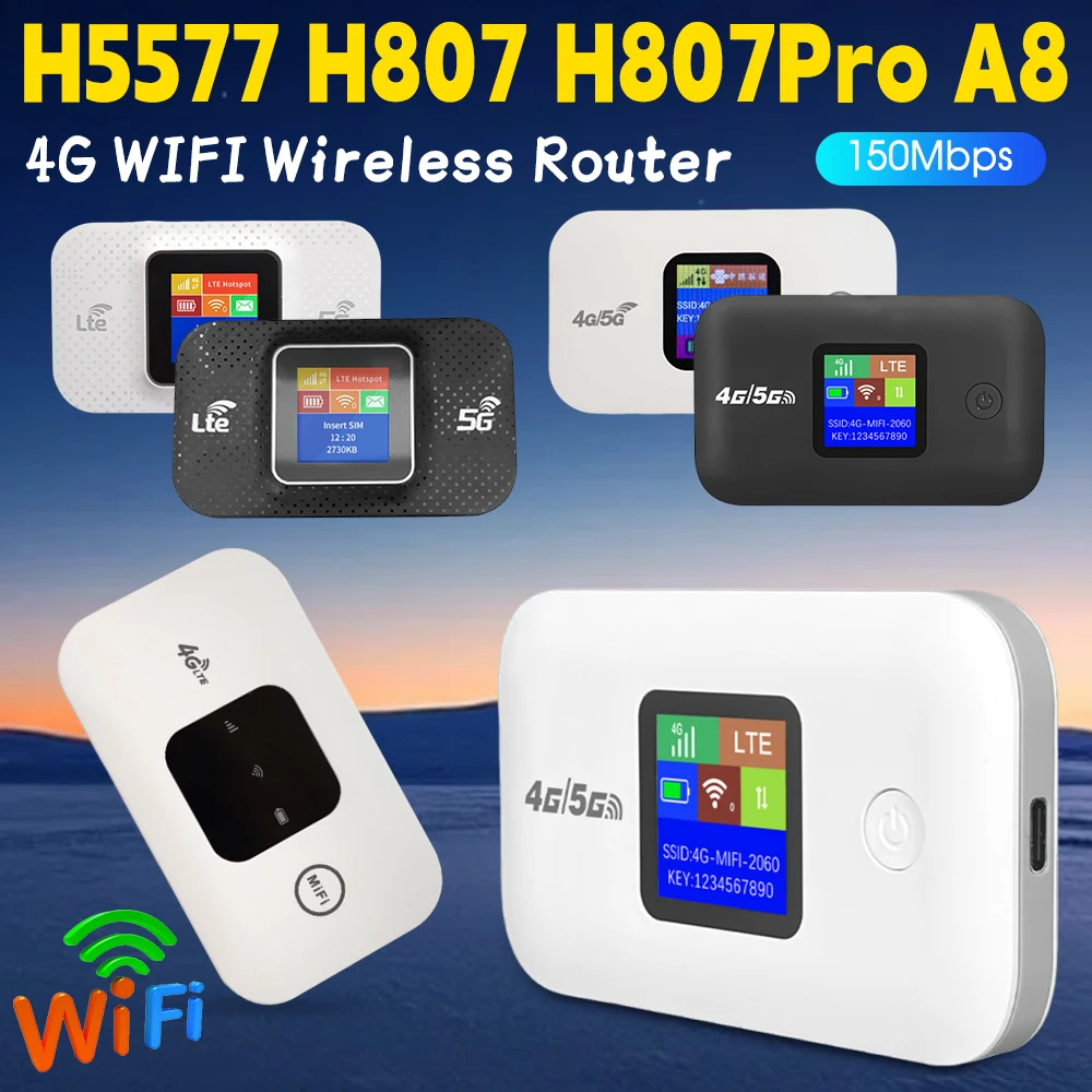 

4G Mobile WIFI Router 150Mbps 4G LTE Wireless Router Portable Pocket MiFi Modem Mobile Wifi Hotspot with Sim Card Slot Adapter