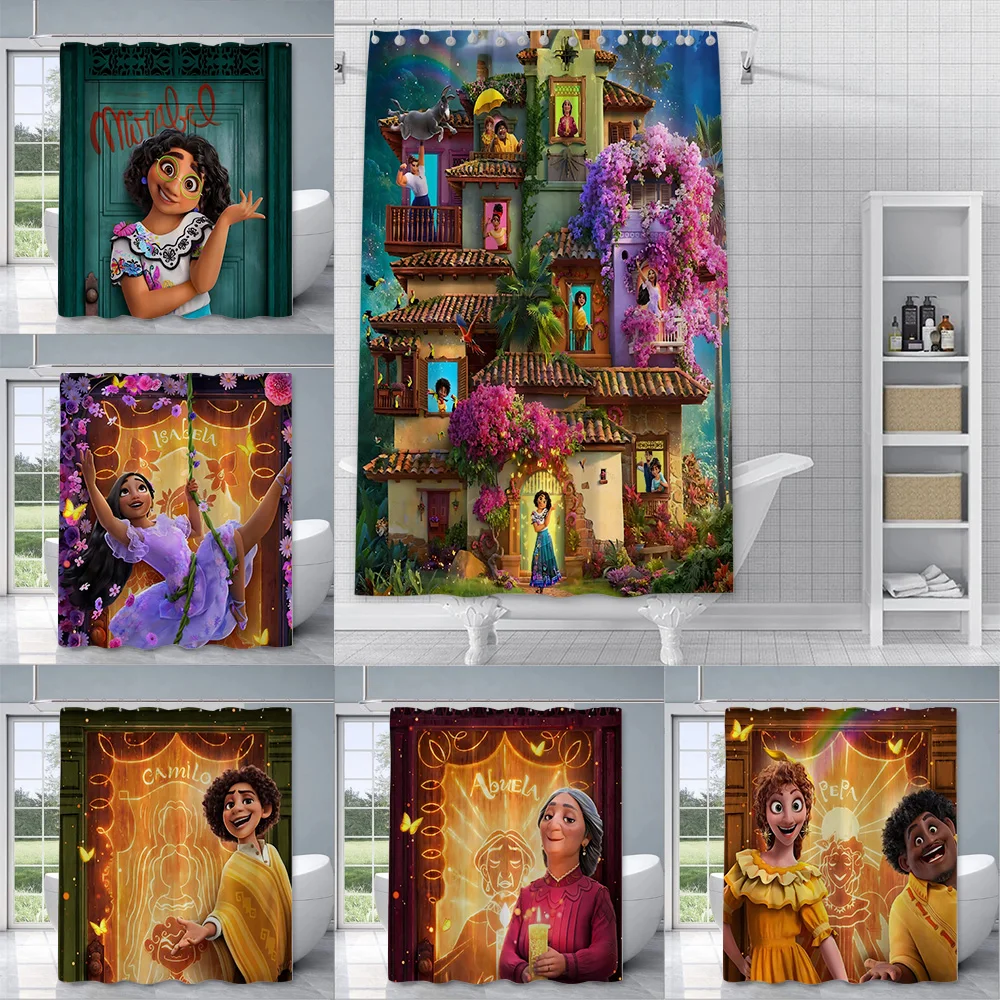 

Cartoon E-Encanto Shower Curtain Waterproof Polyester Fabric Paint Colorful Bath Curtains Home Bathroom Decor Curtain With Hook