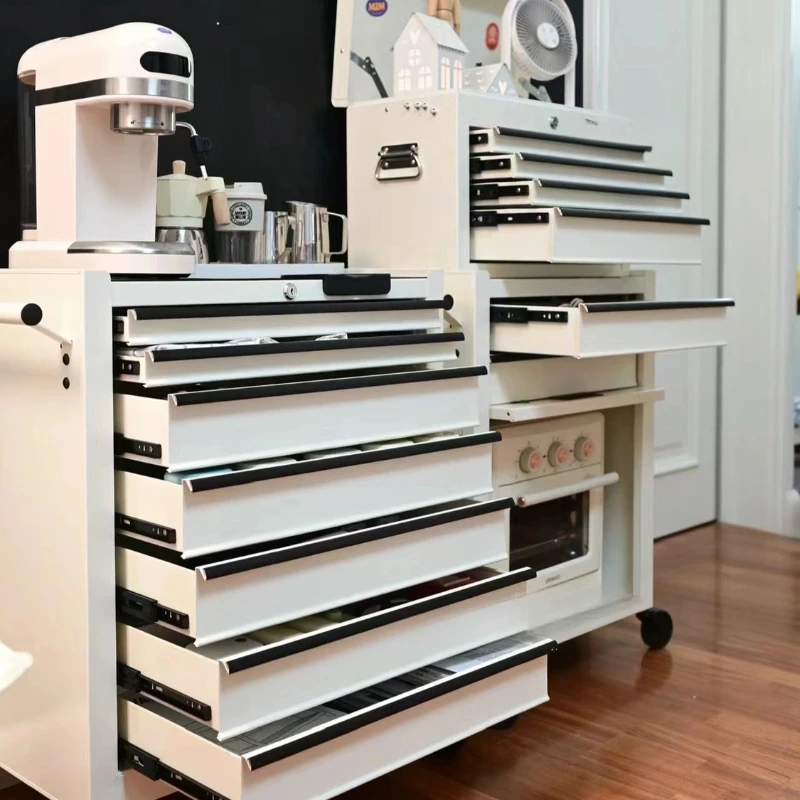 

Nordic industrial style cafe, studio white classification cabinet, mobile locker workbench