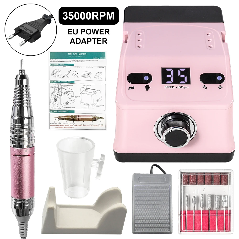 MOSKANY 35000RPM 65W ProfesSionals Nail Drill Machine With LCD Display for Manicure Electric Nails Drill Polish Machine Tools