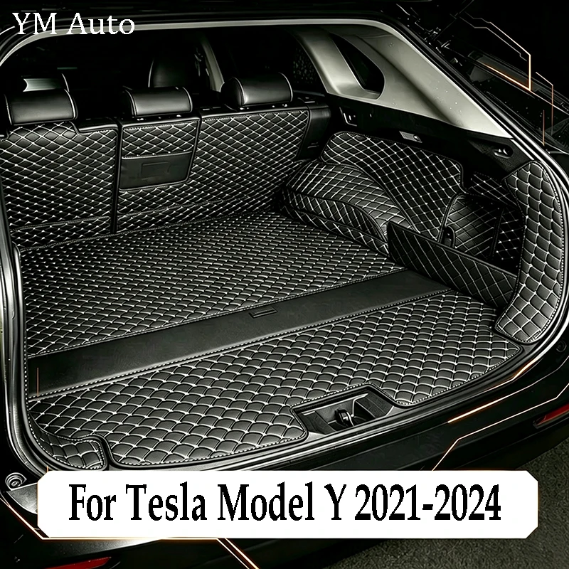 For Tesla Model Y Juniper 2021-2024 Car Boot Mat Rear Trunk Liner Cargo Leather Floor Carpet Tray Protector Accessories Mats