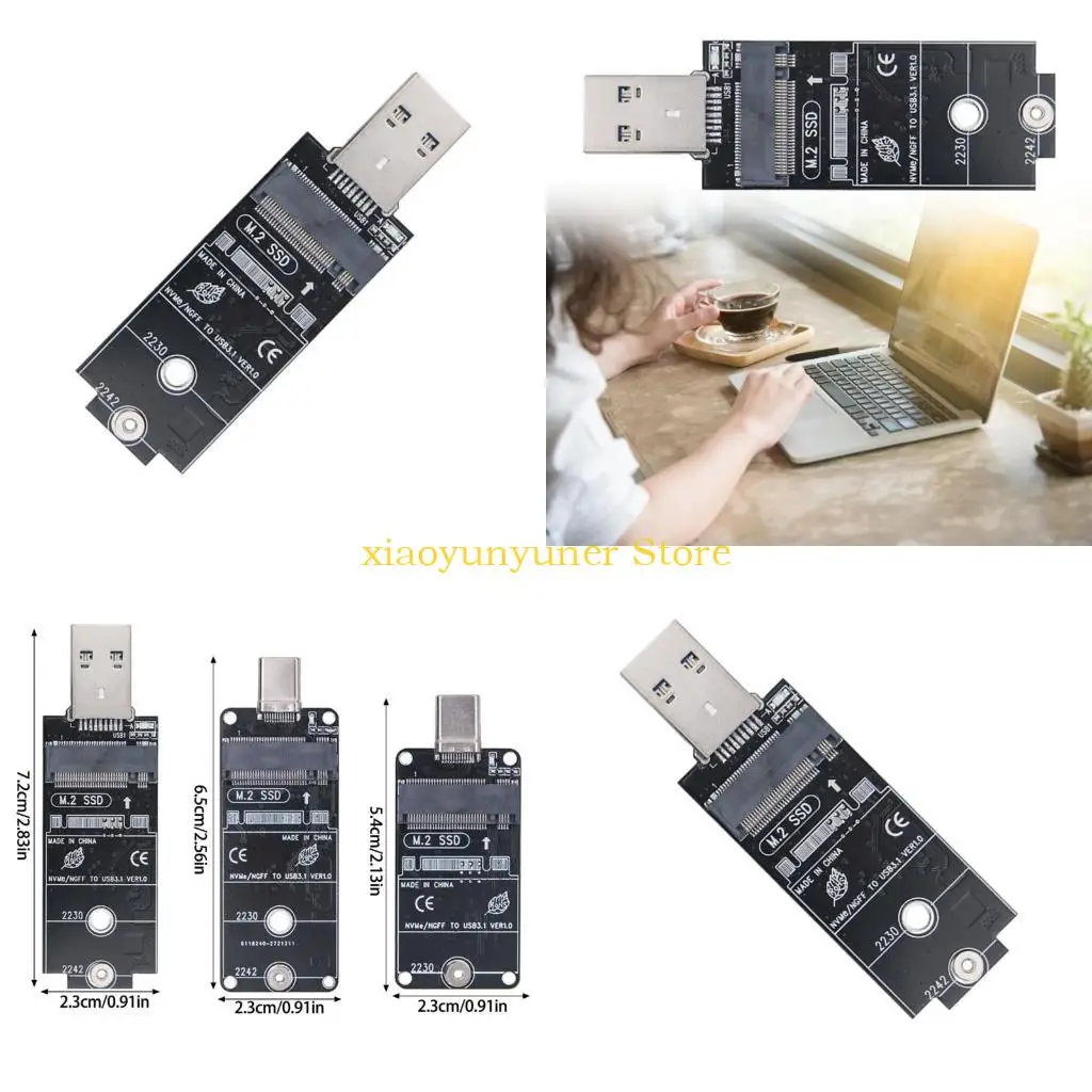 

P9JB Type C to M.2 Adapter NVME/NGFF SSD Adapter Card NVMe Enclosure M.2 to USB 3.1 Type C Support M.2 SSD 2230/2242
