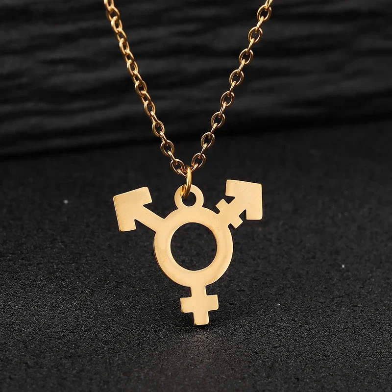 Stainless Steel Transgender Symbol Necklace Transgender Pride Jewelry Male and Female Symbol Necklace Transgender Jewelry Gift