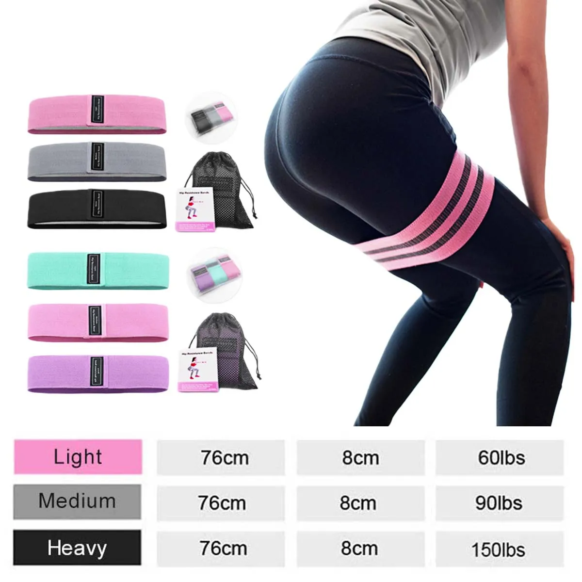

3* Hip Circle Resistance Band Glutes Hips Legs Squat Elastic Exercise Fitness Bands For Circle Squats Training Anti Slip Rolling