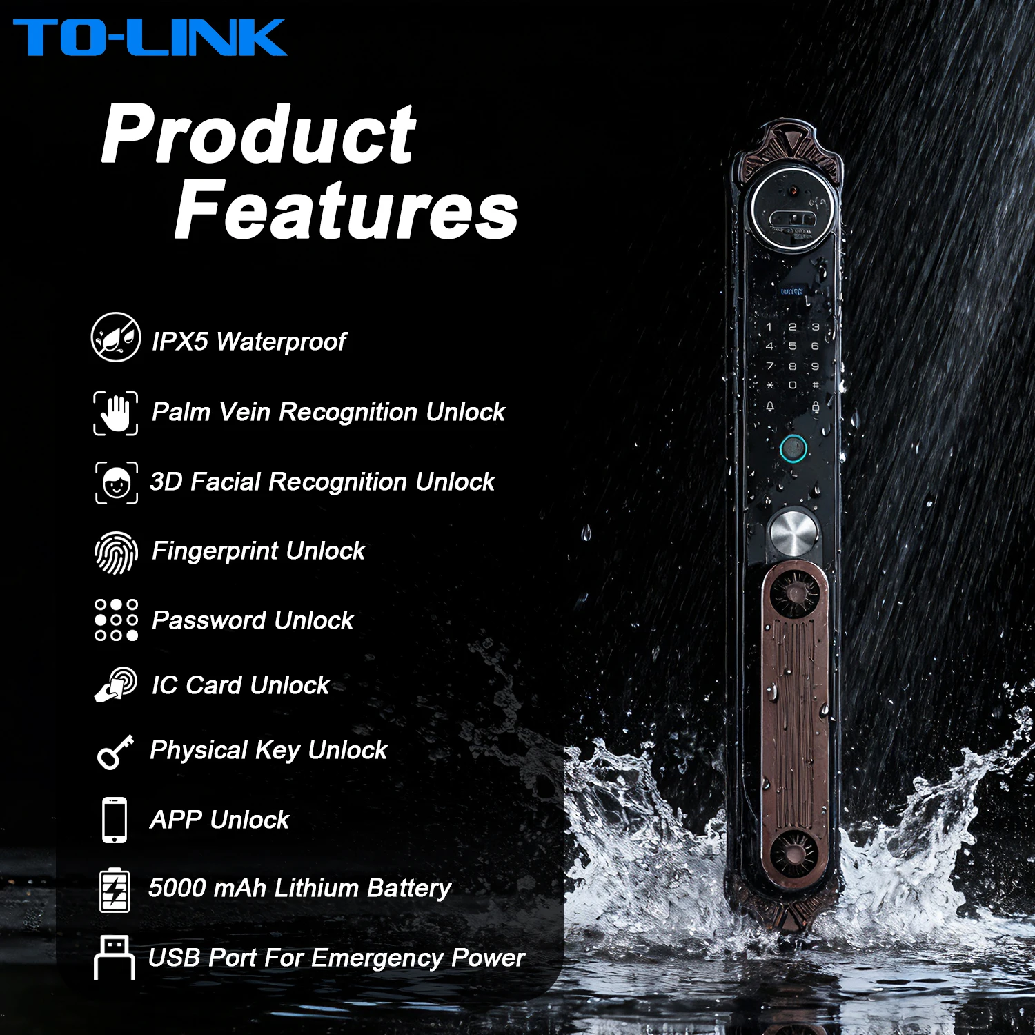 European Luxury Villa Fingerprint Cerradura Inteligente 3d Face Recognition Electronic Waterproof Smart Door Locks With Camera