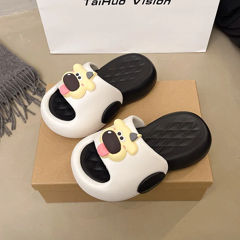 Women's Platform Slippers With Dog Design, Luxury, Soft Sole For Summer Home & Beach_voghion.com