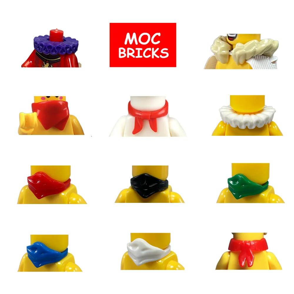 8pcs MOC Bricks DIY 4cm Figure Neck Wear Scarf Neckerchief Collar Educational Building Block Assembled Accessories Children Toys