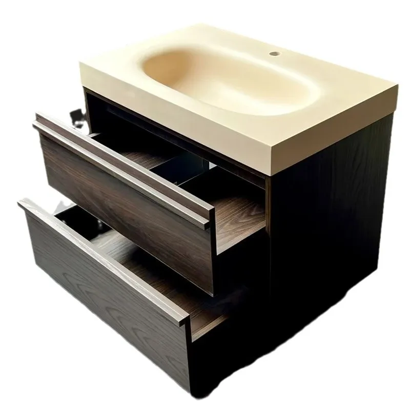 

Retro medieval style bathroom cabinet bath pure acrylic integrated basin multi-layer solid wood washbasin washbasin