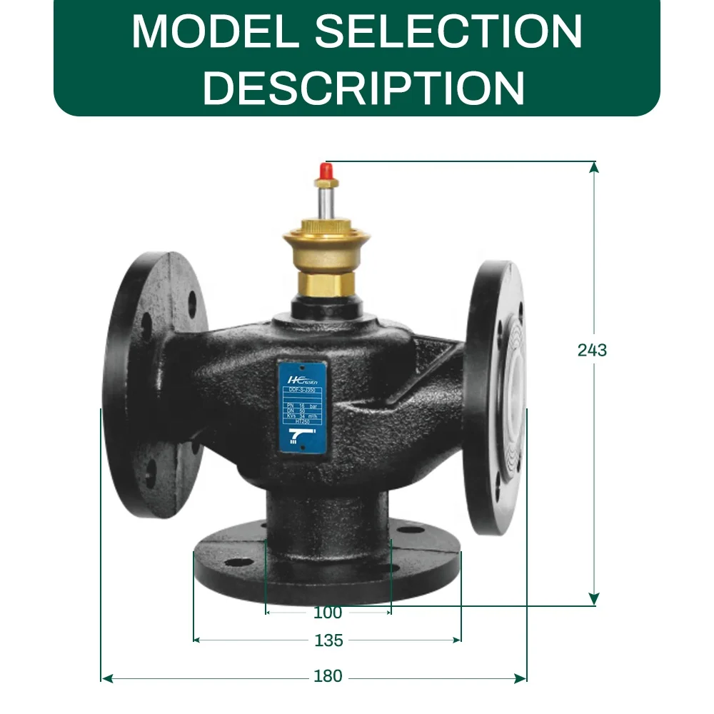 Cast Iron Electric 2 Way/3 Way Motorised Globe Valve Flange Modulating Mixing Control Valve