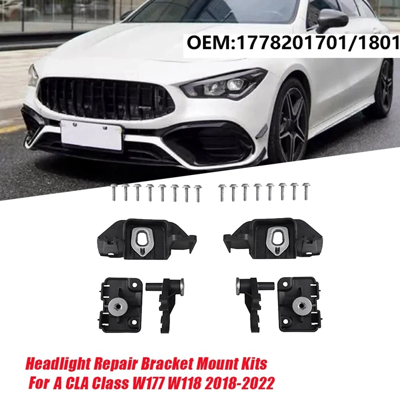 

1Pair Headlight Repair Bracket Kits For Mercedes Benz A CLA Class W177 W118 2018-2022 A1778201701 A1778201801 Fixed Claw Parts