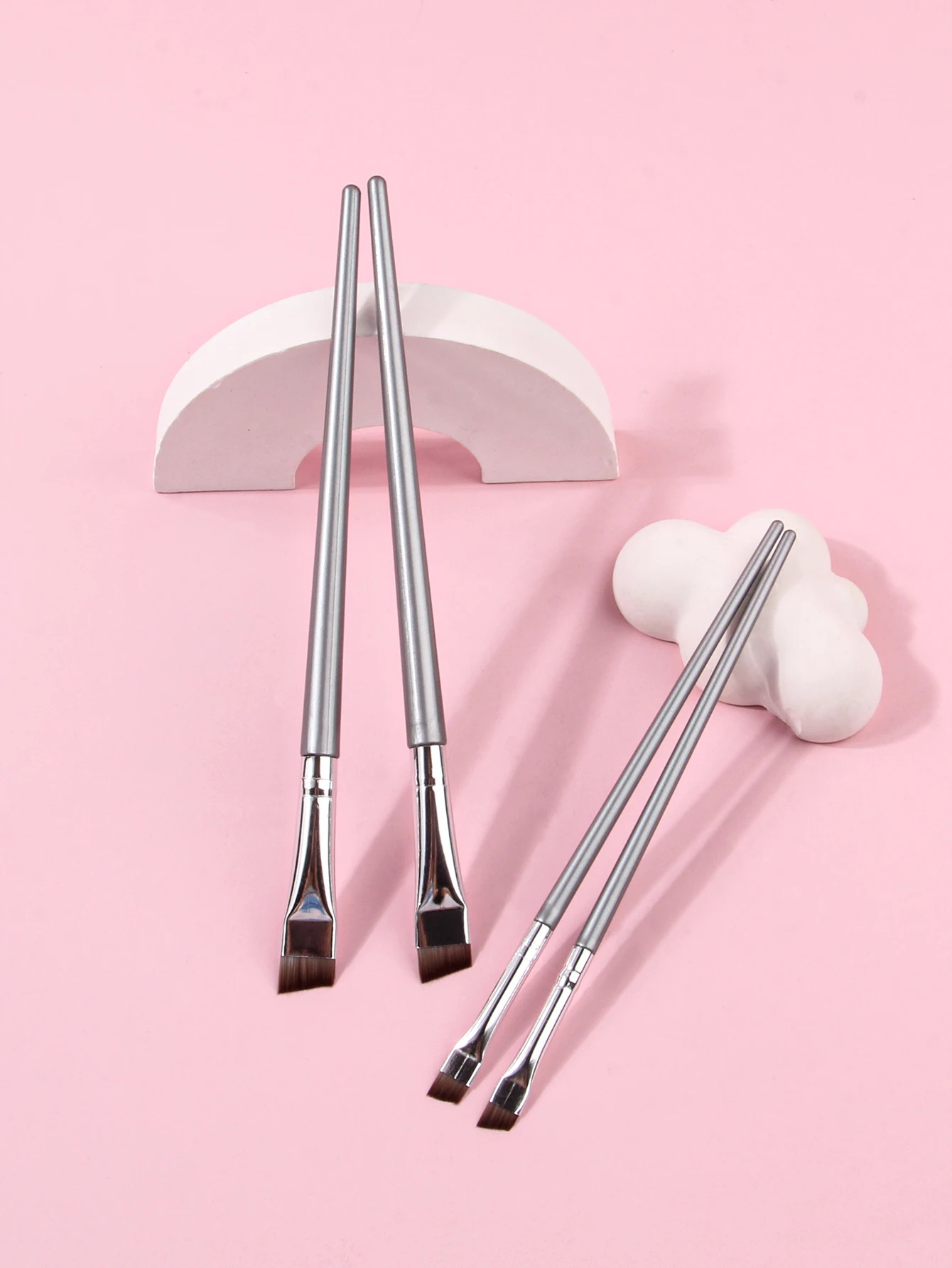 4PCS Pincel delineador de ojos líquido ultrafino con ángulo oblicuo y punta plana para cejas