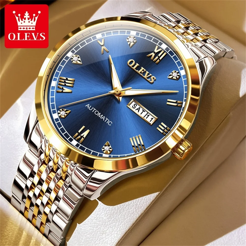 

OLEVS 6602 NEW Men's Watches Original Switz Movement Mechanical Wrist watch Clock Dual Calendar Luxury Top Waterproof Watches