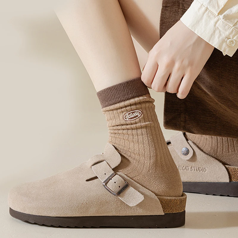 5 أزواج من الجوارب النسائية بنظام ألوان ميلارد، جوارب رياضية عصرية ممتعة للخريف والشتاء، جوارب رياضية عصرية #4