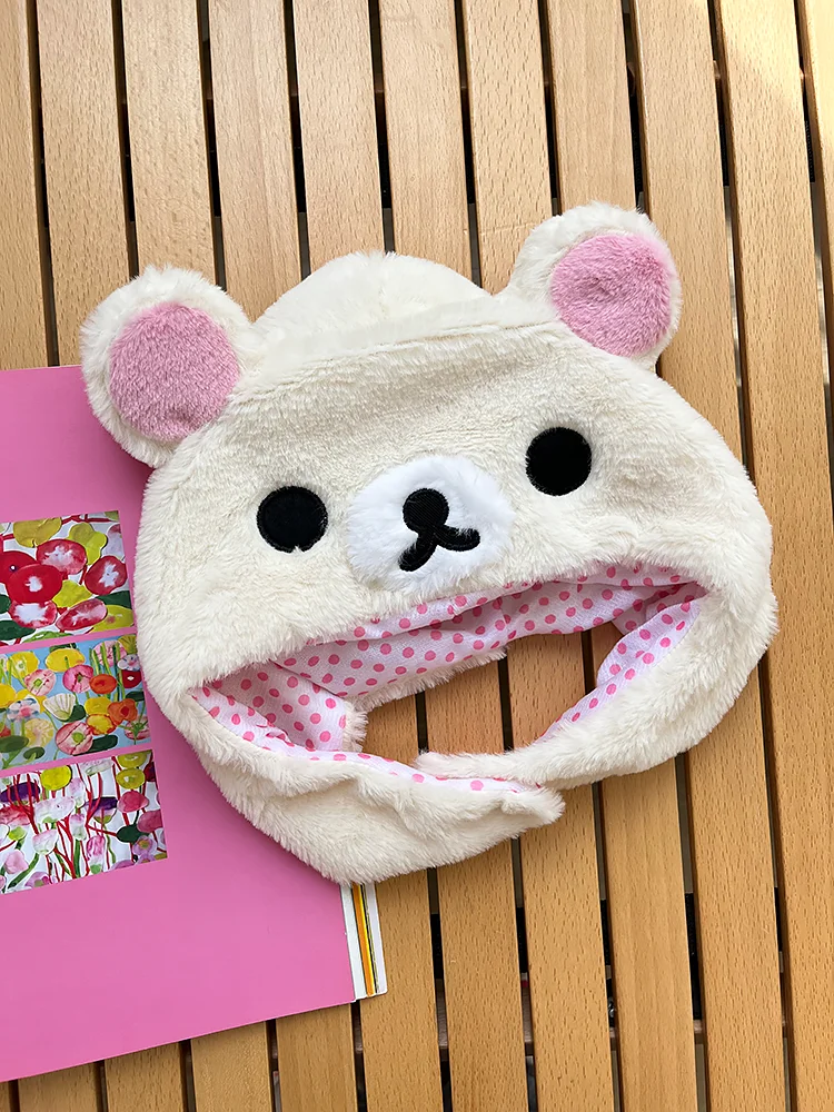 Simpatico orso orecchio Plu Calore da donna Confortevole rosa anti-freddo Design cartoon primavera autunno inverno berretto