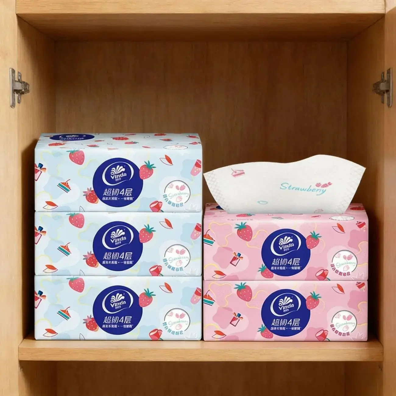 Facial Tissue Printed Facial Tissue 4 Ply Wood Pulp Disposable Paper Towels For Home Kitchen Dining Portable Soft Napkins