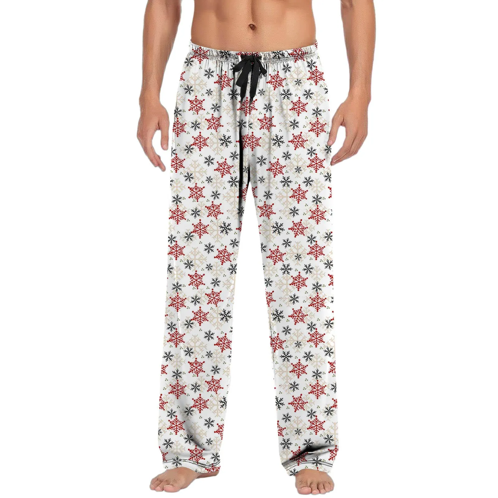 Desenhos animados do Natal dos homens pijama calças, calças macias, moletom reto, casa calças, neve impressão, masculino Xmas Pijamas