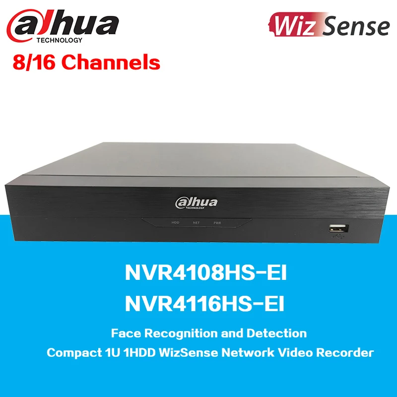 Dahua 8CH/16CH Compact 1U 1HDD WizSense Network Video Recorder NVR4108HS-EI & NVR4116HS-EI, Support IVS, SMD Plus, Quick Pick