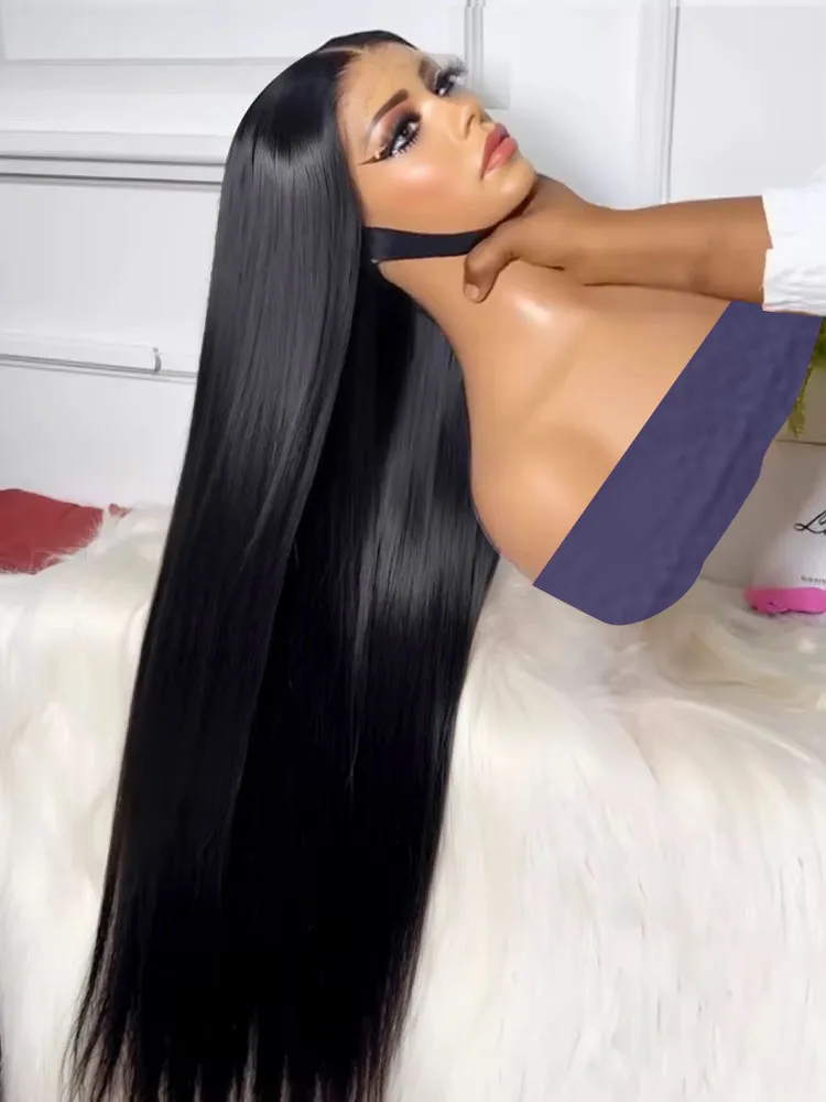 

Mossily Bone Прямые HD парики шнурка Человеческие волосы 13x4 13X6 Прозрачный фронтальный черный парик 40 дюймов Необработанный Малайзийский предварительно сорванный для женщин