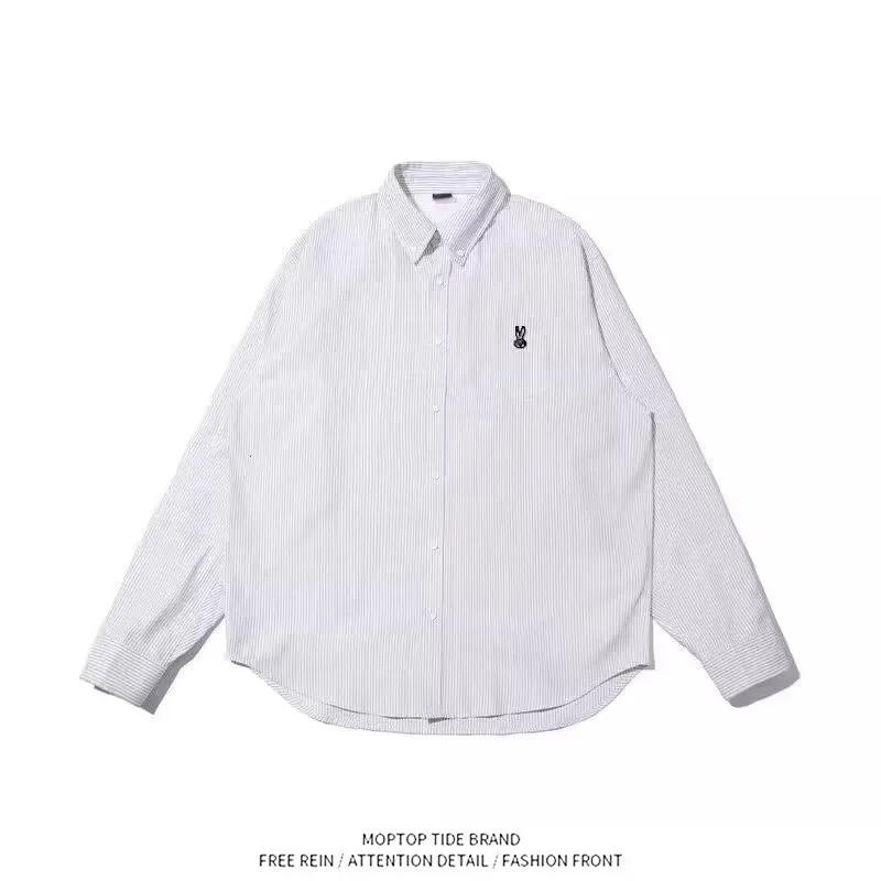 

Retro American Striped Shirt Long Sleeve Unisex Artistic Style Casual Fashion Polyester Fiber Autumn Spring Seasonal Wear