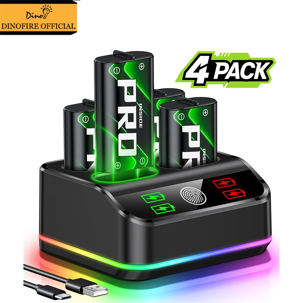 

Аккумуляторы Dinofire 4 PCS 4800 мВтч для геймпадов Xbox One S X XBOX Series X/S с зарядным устройством