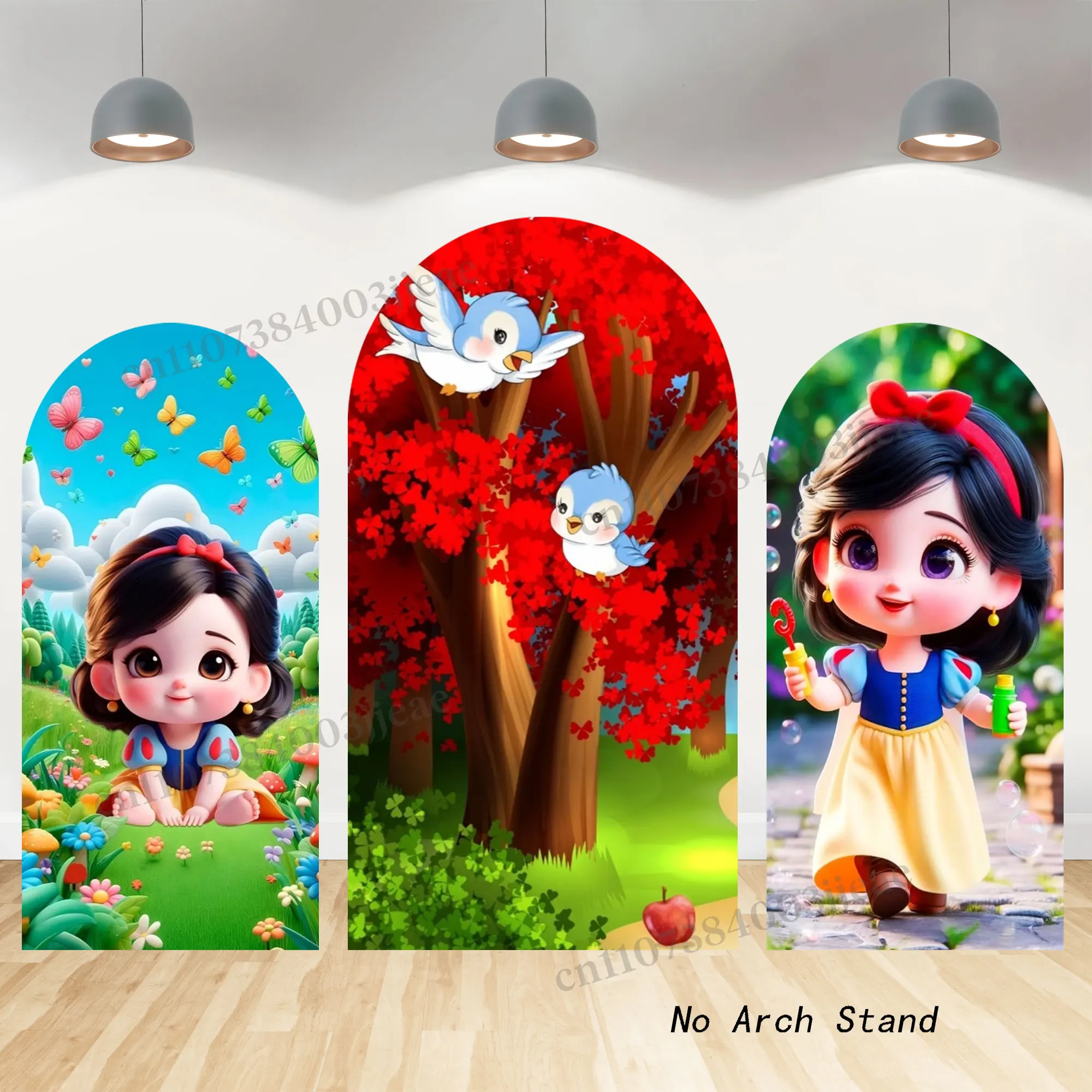 Décor de fête Blanche-Neige, arche, toiles de fond, couverture, fête d'anniversaire pour filles, enfants, fond de princesse, mur, fournitures de photographie pour baby shower