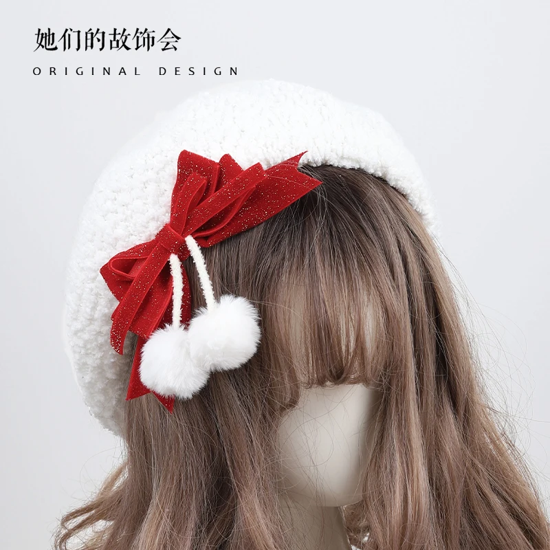 

Japanese beret female fashion hat lovely and sweet bowknot lolita baked wheat cake hat