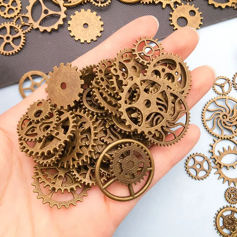 50g 100g Clock Gear Clock Gear Mechanical Steampunk Cogs Gears Retro Steampunk Watch Gear Charms Pendant for DIY Jewelry Making