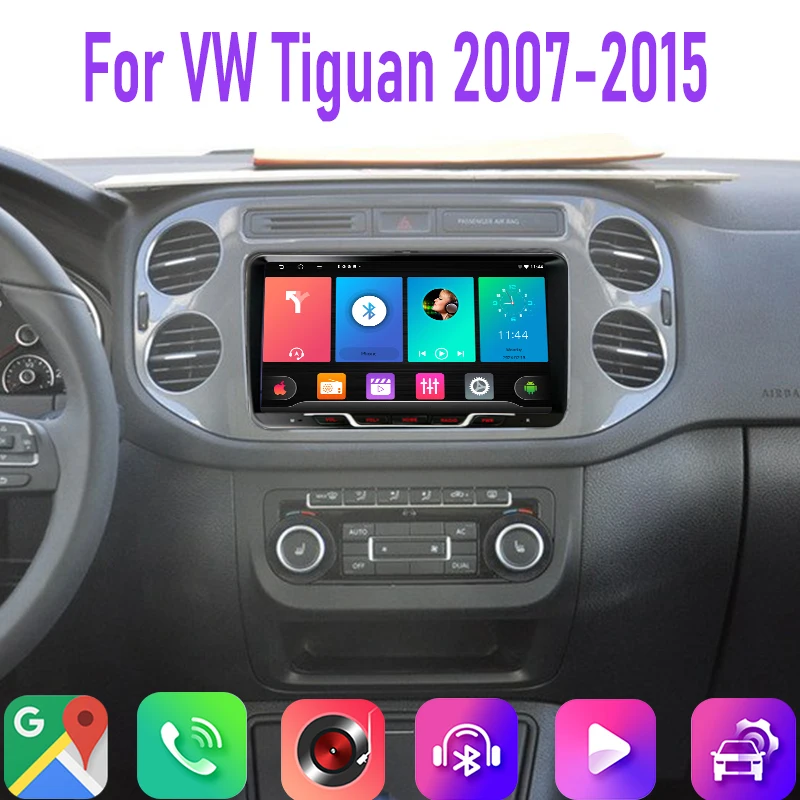 

9" 4GB+64GB For VW Tiguan 2007-2015 Car Radio CarPlay Google Map Head Unit GPS Android Android 15 Auto Bluetooth Rear Camera