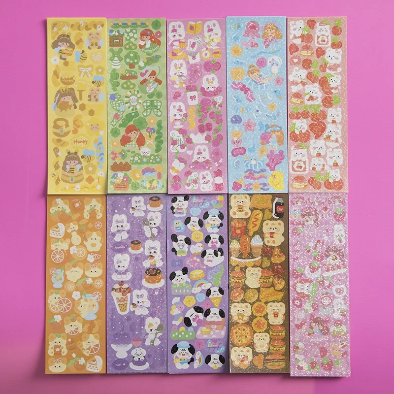 40 Random Sheets Cute Sticker Handbook Material Sticker Waterproof Sticker Pack Cartoon Girl Gift