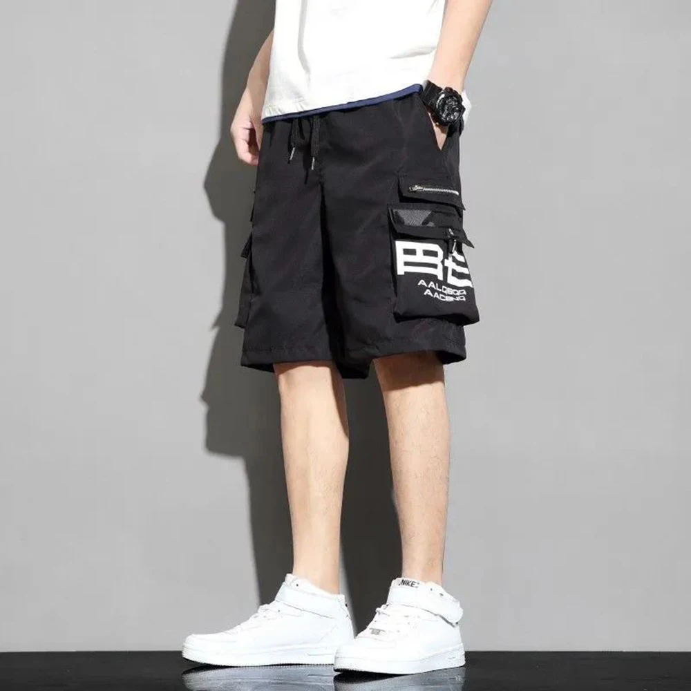 2024 Summer Fashion High Street Thin Overalls Mens Shorts Casual Loose Large Size Quarter Pants High Quality Wide Leg Pants