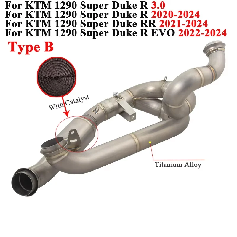 For KTM 1290 Super Duke R 3.0 RR EVO 2020 - 2024 Motorcycle Exhaust Titanium Alloy Escape Link Pipe Replace Original Catalyst