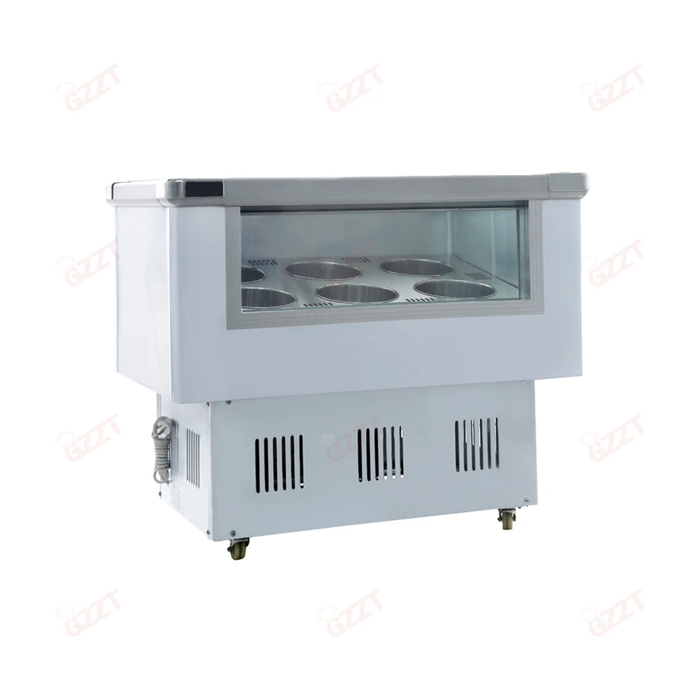 Commercial Front Display Glass Window Hard Ice Cream Vending Showcase Shopping Mall Popsicle Gelato Display Freezer Refrigerator