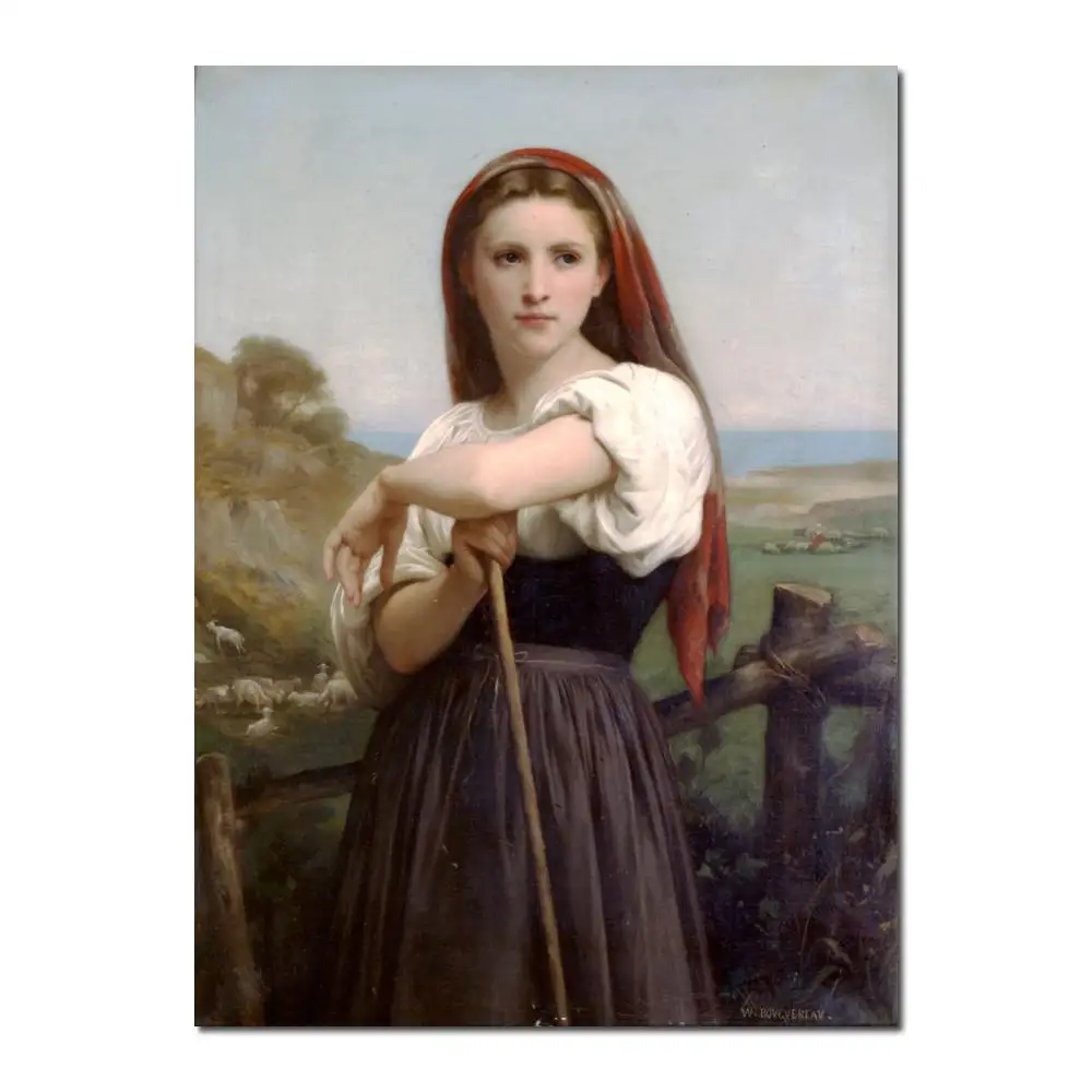 

Paintings for living room wall Young Shepherdess William Adolphe Bouguereau High quality Hand painted