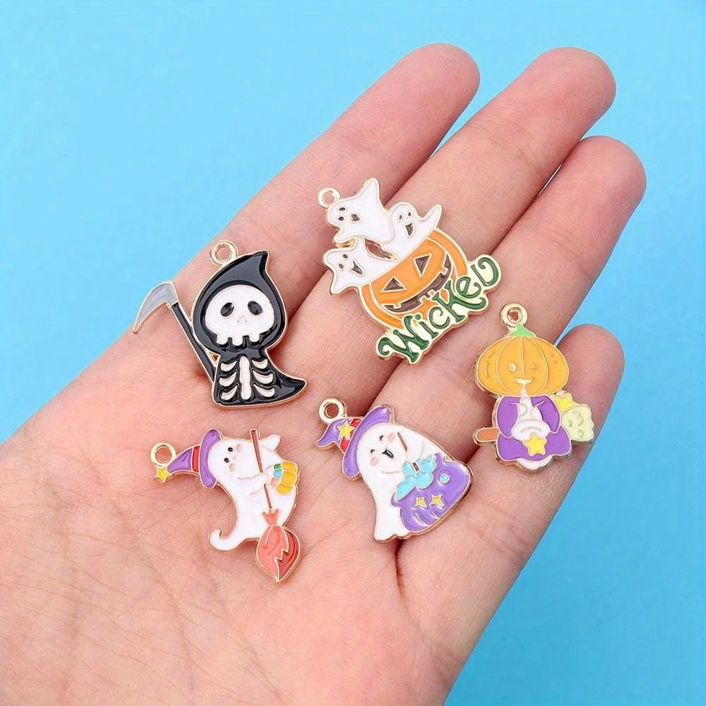 2/9/18pcs Multi-color Halloween Themed Pendants, DIY Earrings, Necklaces, Bracelets, Christmas, Valentine's Day, Halloween Gifts