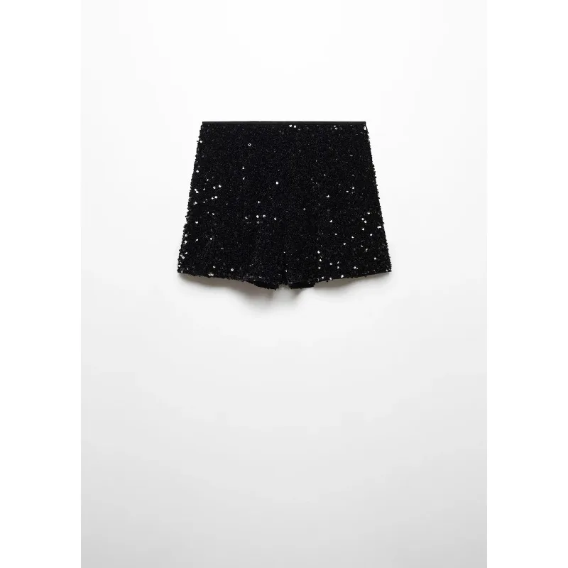 Damesmode Met Lange Mouwen En Ronde Hals Korte Jas Hoge Taille Shorts Pak Lente En Zomer Nieuw Effen Kleur Pailletten Pak