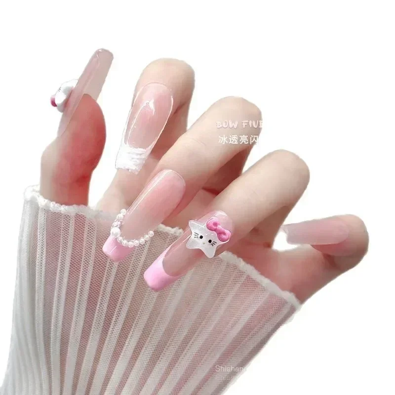 100 sztuk nowy Hello Kitty gwiazda zawieszki do paznokci Cute Cartoon żywica akcesoria do paznokci z dżetów dla majsterkowiczów, impreza, codzienny Manicure
