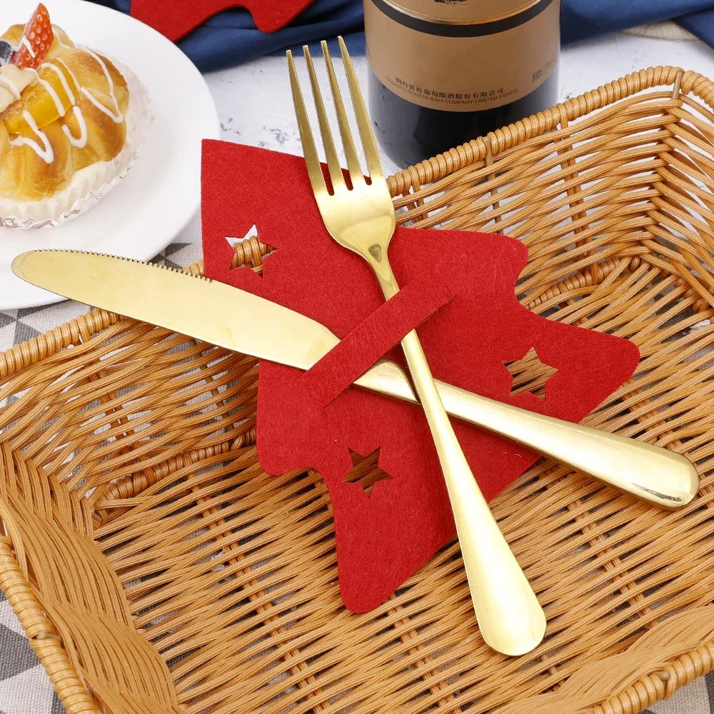 10/1Pcs Christmas Tree Cutlery Knife Fork Cover Table Decorations Home Kitchen Tableware Decors Xmas Dinnerware Wrapping Bag