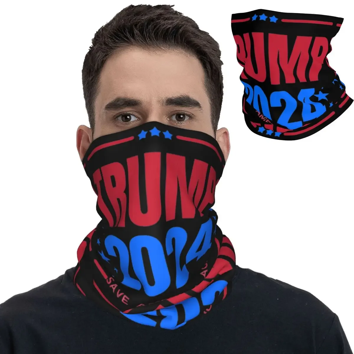 Trump 2024 Save America Again Bandana Neck Cover Printed Balaclavas Wrap Scarf Warm Headwear Fishing Unisex Adult Washable