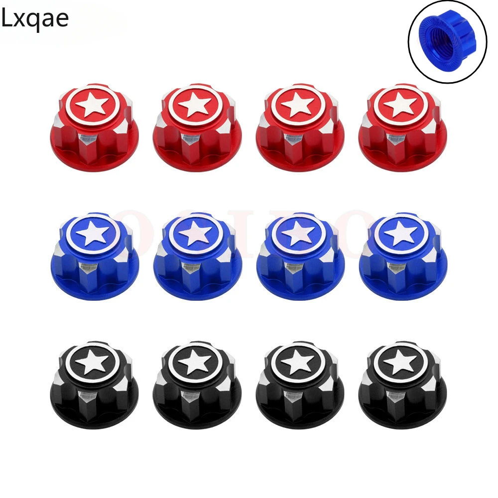 4 SZTUK Aluminiowe nakrętki do kół sześciokątnych 17 mm Pyłoszczelne, antypoślizgowe, antypoślizgowe do 1/8 TRX X-Maxx Summit E-Revo Buggy RC Truck