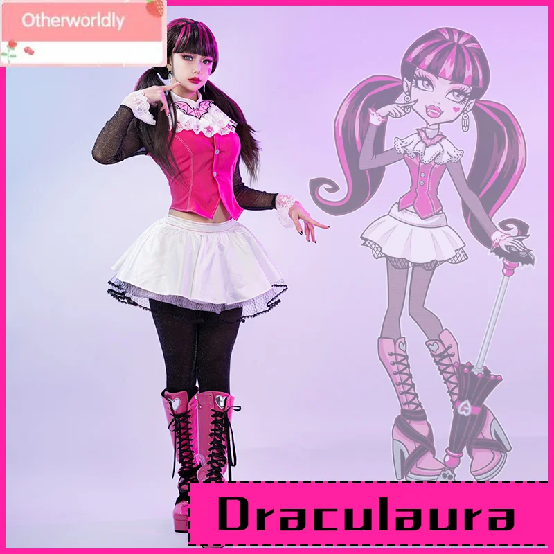 

Костюм для косплея Monster High: Draculaura, розовый костюм аниме Vampiree, женские костюмы для косплея на Хэллоуин