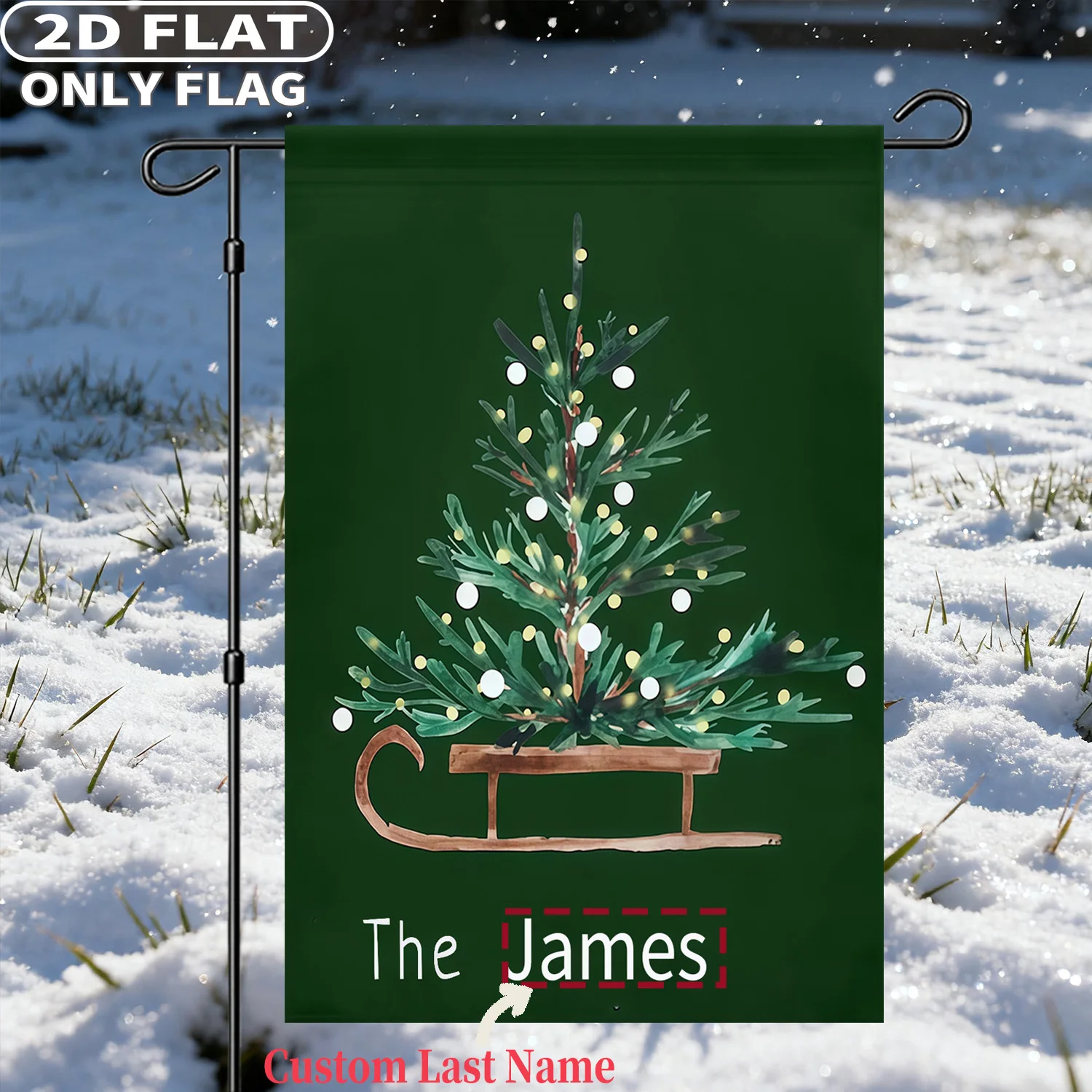 

1pc Personalized Christmas Garden Flag(only flag), Custom Double Side Polyester Flag with Last Name, Xmaxs Party Welcome Sign