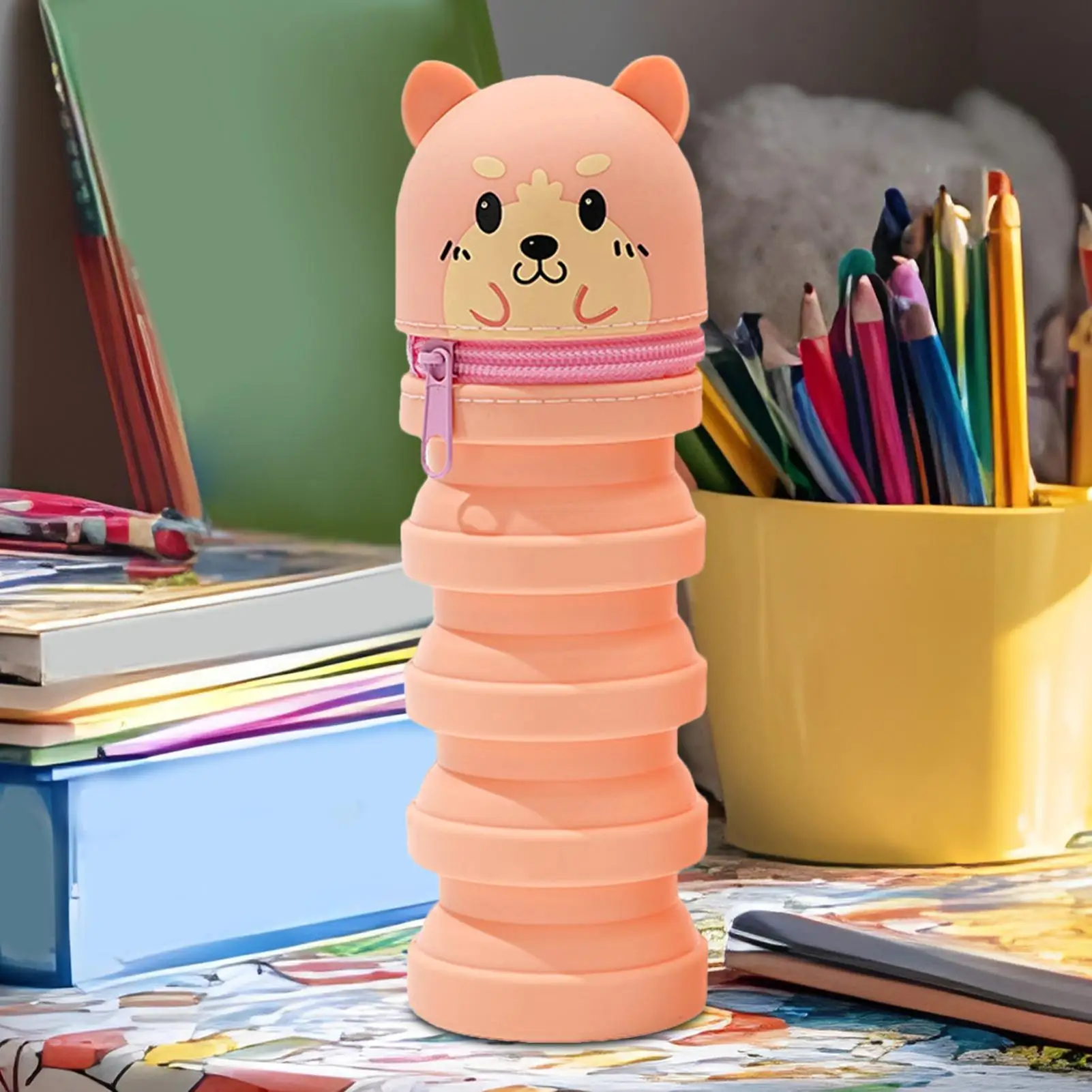 حامل قلم مكتب تلسكوبي حقيبة أقلام رصاص حامل قلم قابل للسحب سيليكون التخزين المنظم للمنزل النوم مدرسة الفصول الدراسية المراهقين