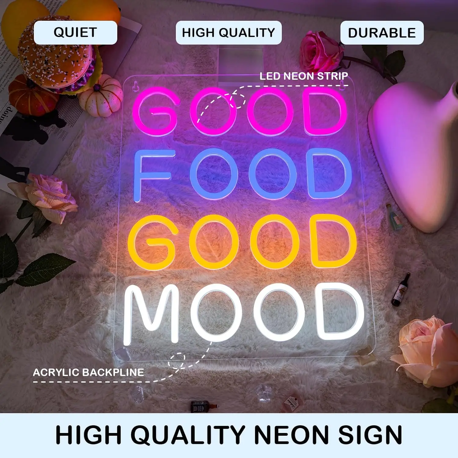 الغذاء الجيد المزاج الجيد النيون LED تسجيل الغذاء النيون علامات للجدار ديكور ضوء النيون مع USB بالطاقة لمتجر الوجبات الخفيفة مطعم الوجبات السريعة #6