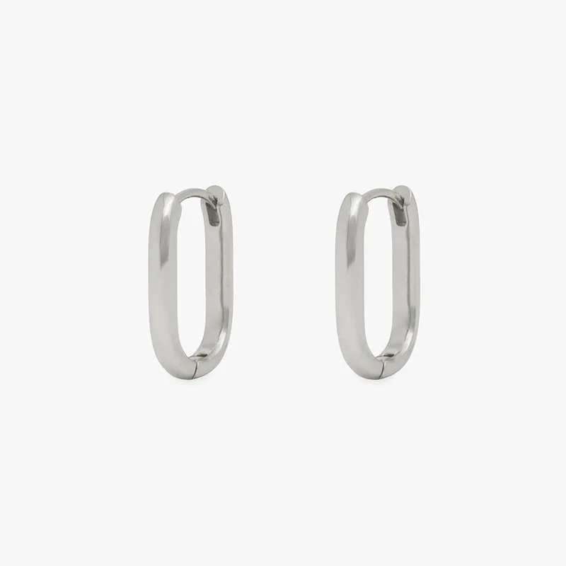 2 STUKS Nieuwe Goud Kleur Vierkante Hoepel Oorbellen Vrouwen Mannen Rvs Huggie Minimalistische Punk Unisex Rock Oorbellen Piercing Sieraden